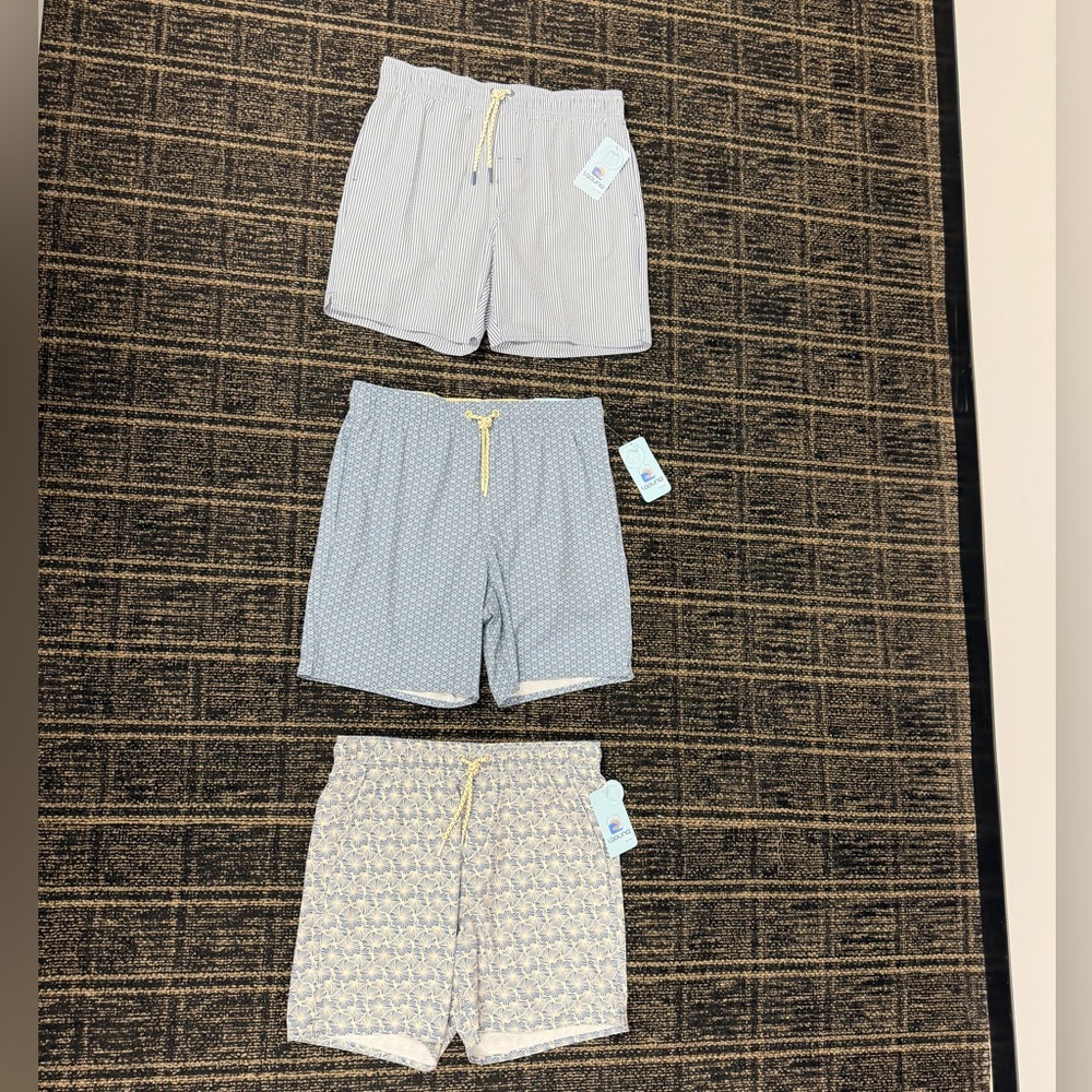Laguna Men's Swim Shorts Trio - Light Blue, Gray, Cream